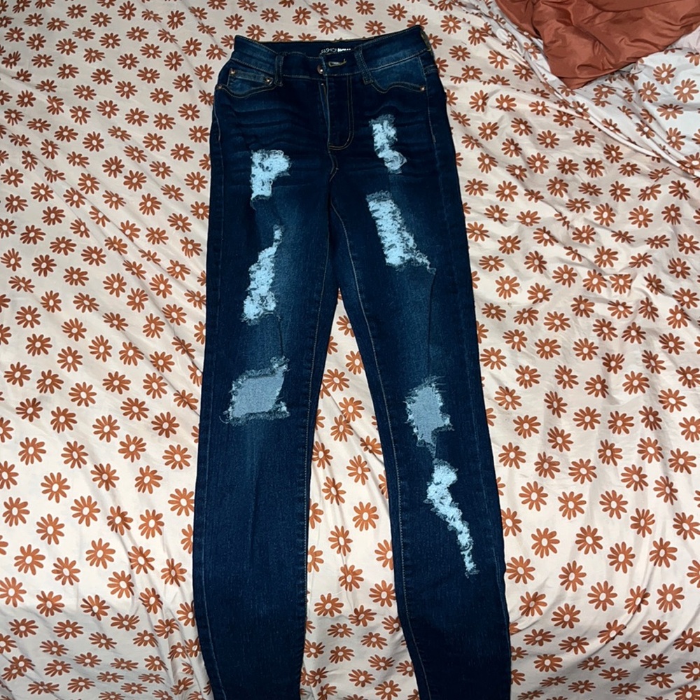 Fashion Nova Say Yes to Distress Dark Denim jeans